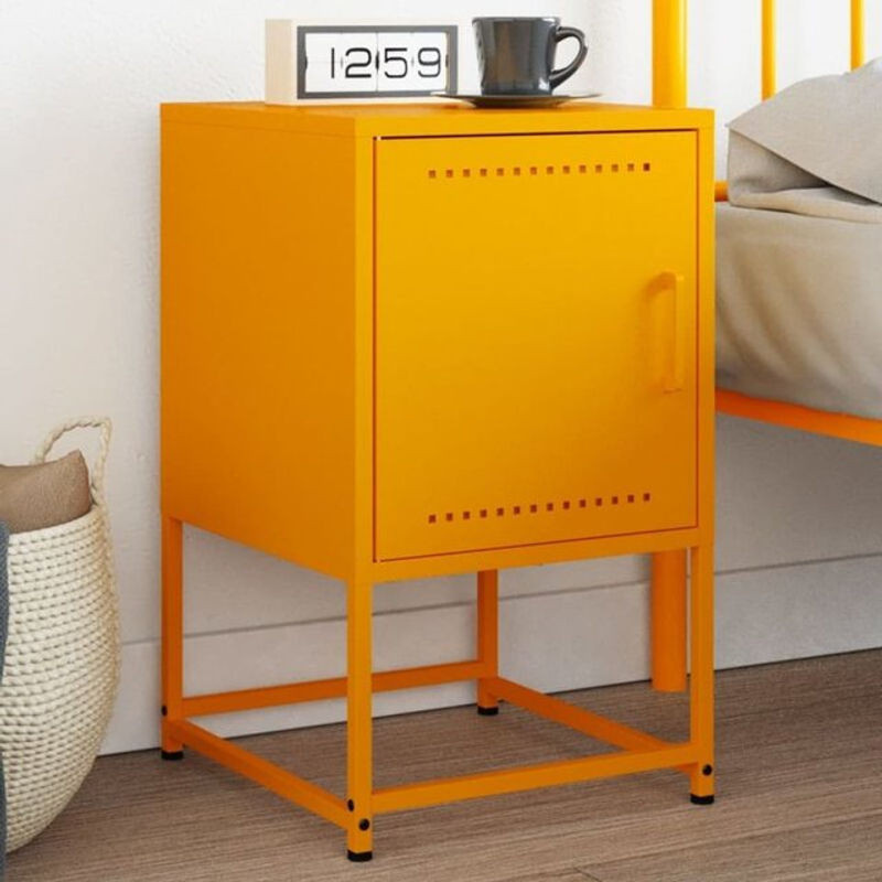 Vidaxl Nachttisch aus Stahl im Industrial Design, Gelb, B: 36 cm, T: 39 cm, H: 60,5 cm - Bild 1