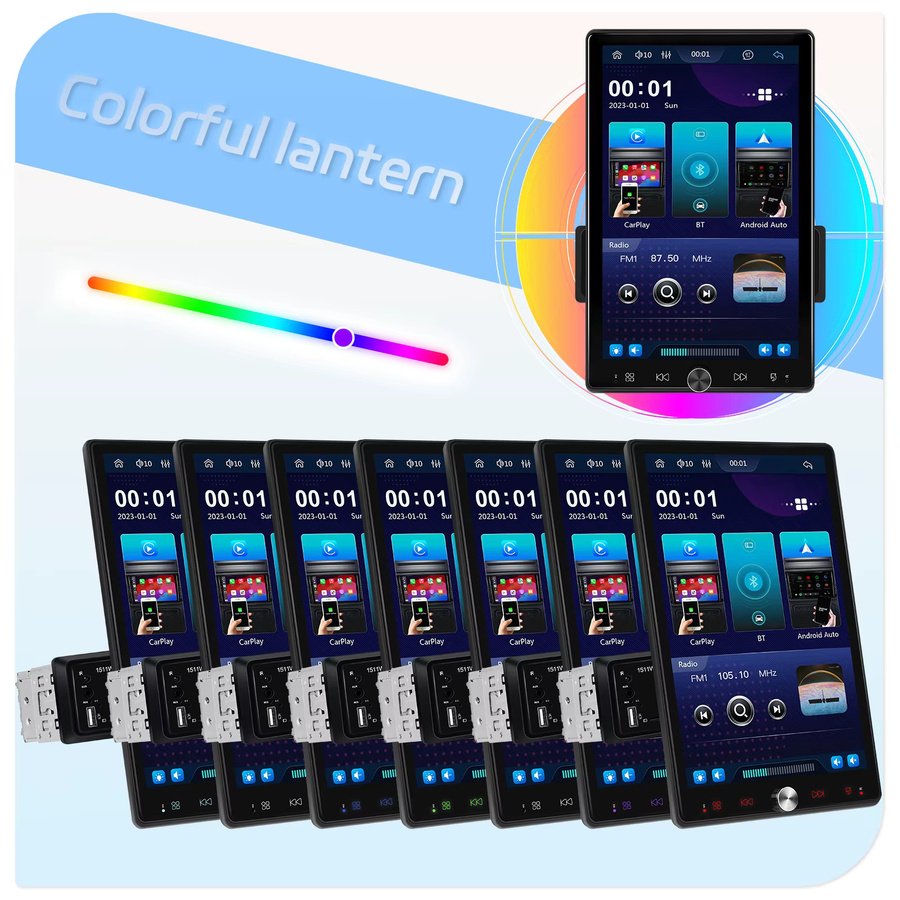 Podofo Multimedia Player mit 10,4 Zoll vertikalem Bildschirm, Wireless CarPlay und Android Auto, FM/RDS, Bluetooth, Mirror Link, MP5 Auto Stereo, Schwarz - Bild 3
