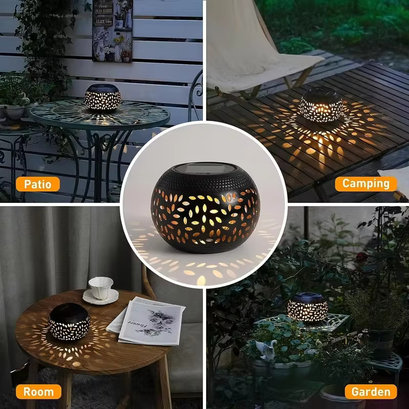 Leclstar Solar-Eisenlaterne im Boho-Stil für Garten und Terrasse, wärmelichtweiß, Schwarz oder Weiß - Bild 4