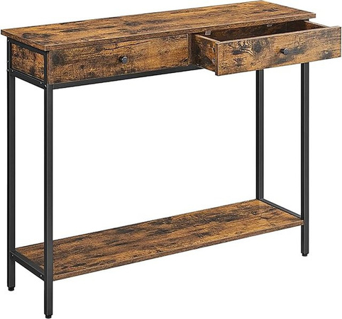 Songmics Konsolentisch Barnet im Industrial-Design mit 2 Schubladen, Farbe Braun-Schwarz