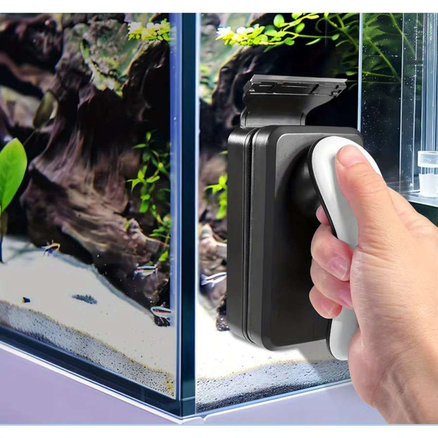 Untior Magnetischer Glasreiniger mit rutschfestem Griff für Aquarien, Badewannen und Fenster, transparent - Bild 5