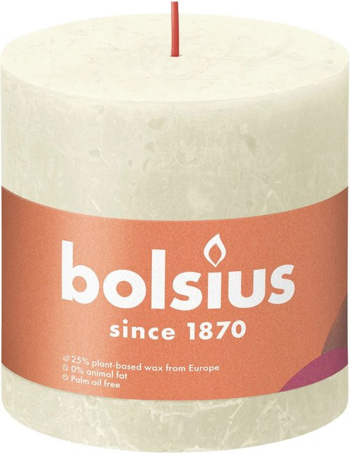 Bolsius Rustik-Kerze Shine Weiche Perle in Beige und Weiß, Höhe: 100 mm, Durchmesser: 100 mm - Bild 1