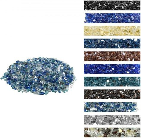 VEVOR Feuerglas Set für Gaskamine und Feuerstellen, 4,5 kg, 12,7 mm reflektierende Glassteine in Kobaltblau, Aquablau und Transparent - Bild 1