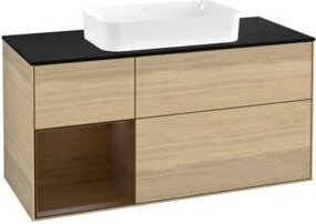V&B Waschtischunterschrank Finion mit Regalfach links in Eichenfurnier, B/T: 120 x 60 cm - Bild 1