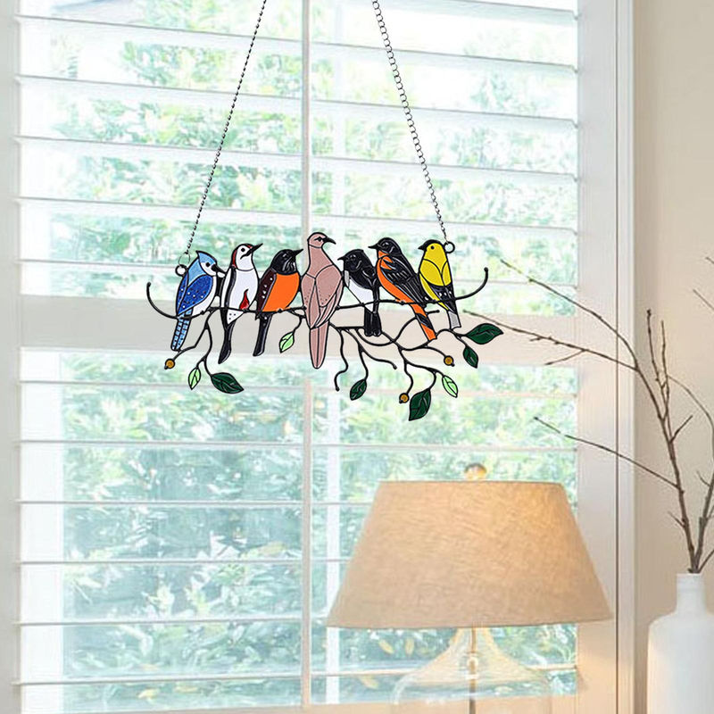 Tooarts Suncatcher Fensterbehänge mit mehrfarbigen Vögeln aus Glas und Metall im Bohemian-Stil H45406-3 - Bild 4