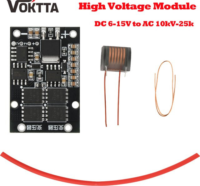 Voktta Hochspannungsmodul DC 6-15V zu AC 10kV-25kV Arc Igniter Treiberplatine für Feuerzeug und 12V Wechselrichter in Schwarz und Weiß - Bild 1