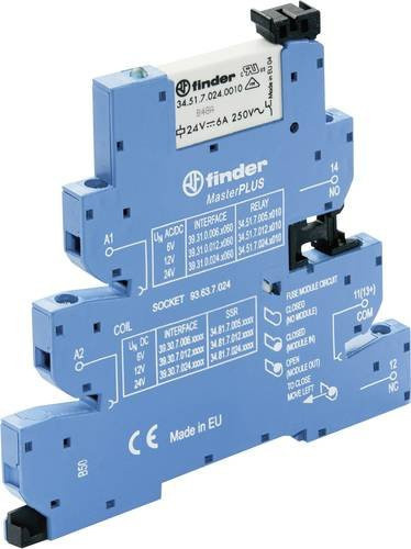 Finder Koppelrelais 39.31.7.125.0060 Blau, 125 V/DC und 125 V/AC, 6A, 1 Wechsler, Tray - Bild 1