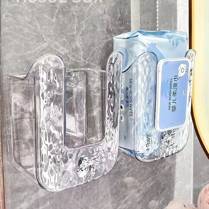 Wandmontierte Taschentuchbox aus Kunststoff in Transparent, platzsparender Toilettenpapierhalter und Serviettenbehälter für das Badezimmer - Bild 2