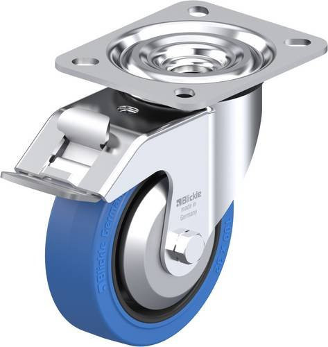 Blickle Lenkrolle L-POEV 100G-FI-SB-FA mit Feststeller, Rad-Durchmesser: 100 mm, Tragfähigkeit: 200 kg, galvanisiert, blau/schwarz - Bild 1