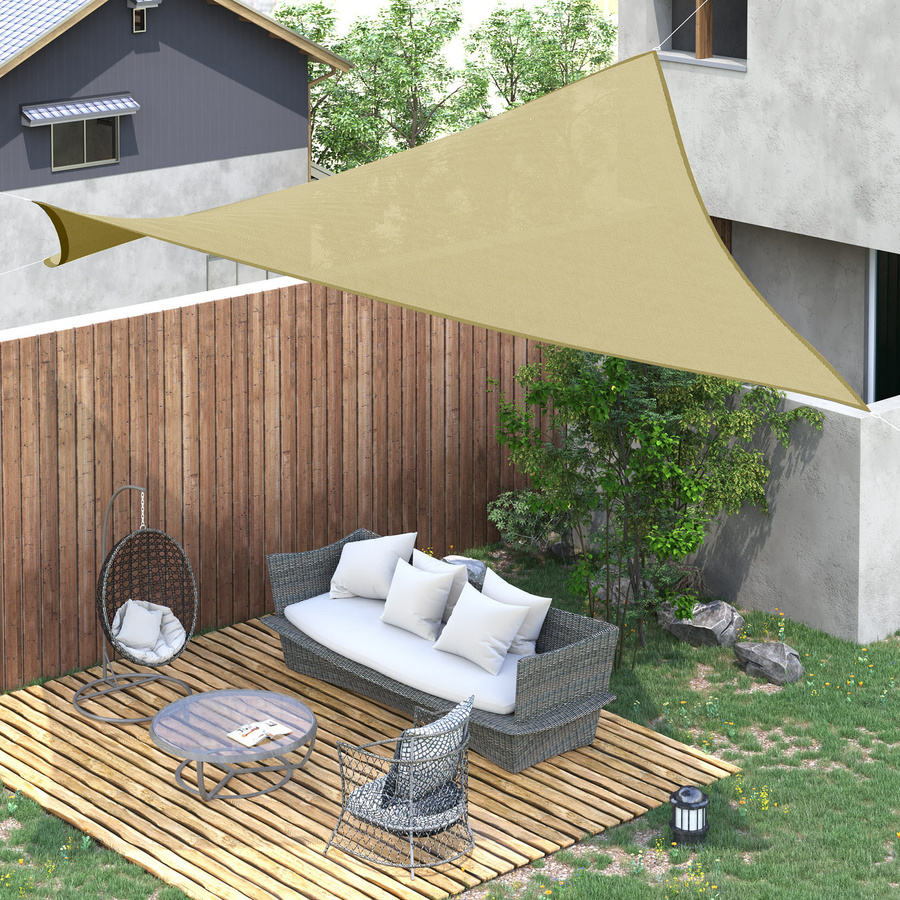 Outsunny Quadratisches Sonnensegel aus atmungsaktivem HDPE in Sand/Beige mit UV-Schutz 95%, B/B/B: 360 x 360 x 360 cm - Bild 2