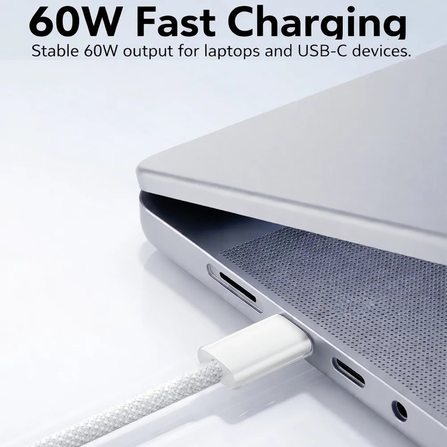 Parallel World USB-C zu USB-C Schnellladekabel mit 60W in Beige und Weiß - Bild 3