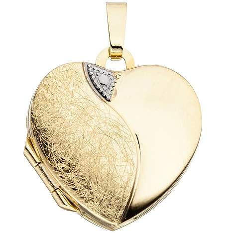 Colfem Medaillon Herz, 333 Gelbgold, eismatt, Anhänger, Unisex - Bild 1
