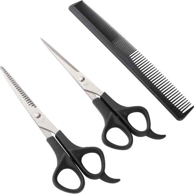 Friseurschere-Set für Kinder und Erwachsene, 3-teilig, mit Kamm und Ausdünnschere - Bild 1
