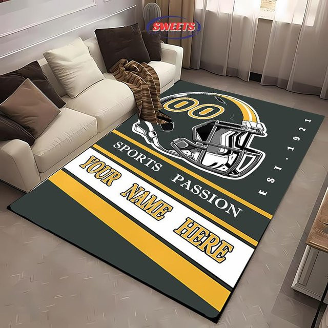 Personalisierter Fußballteppich mit Nummer von Wucifang Jewelry, geometrisches Design, Mehrfarbig, B: 120 cm, T: 160 cm - Bild 1