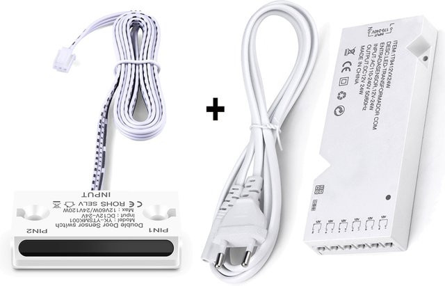 DC12V LED Netzteil mit Bewegungssensor und Türsteuerung für COB LED Streifen, Warmweiß, Weiß - Bild 1