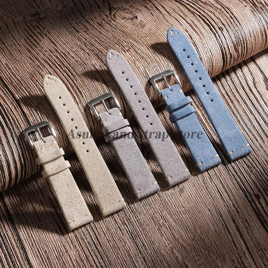 Uhrenarmband Wildleder, Kalbsleder, Schnellverschluss, Unisex - Bild 3
