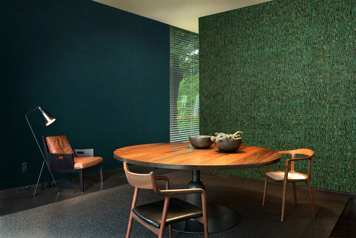 Omexco Naturtapete NOA1 Nomad NOA1800 in Grün mit botanischem und geometrischem Design - Bild 2