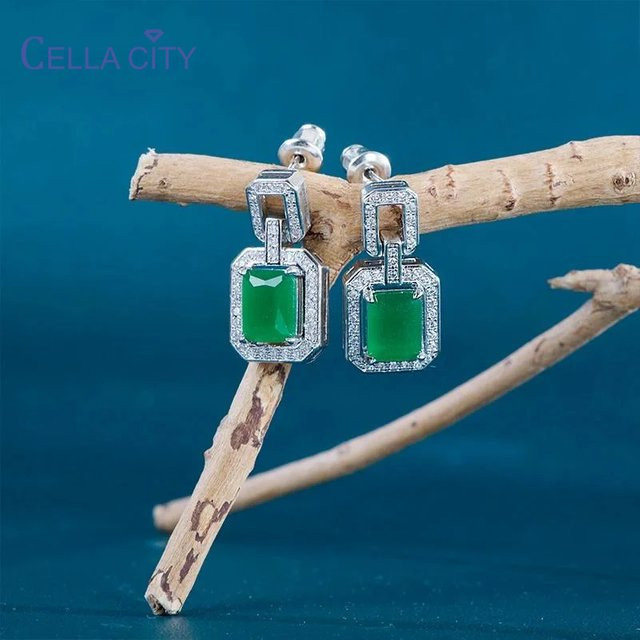 Cellacity Ohrstecker, 925 Silber, Smaragd, Damen - Bild 1