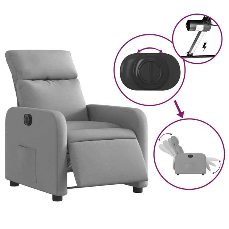 Vidaxl Elektrischer Relax-Sessel in Grau mit Stoffbezug im modernen Design - Bild 7