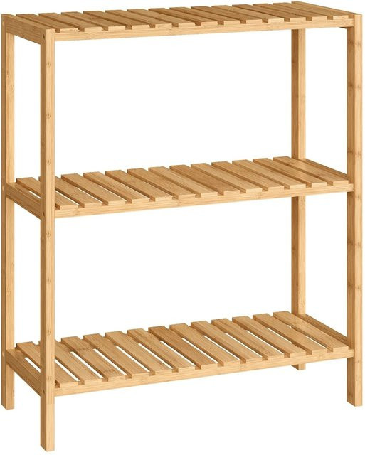 Songmics Badezimmerregal Carte aus Bambus in Natur mit verstellbaren Regalböden, B/T/H: 60 x 26 x 66 cm - Bild 1