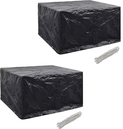 2er-Set vidaXL Gartenmöbel-Abdeckungen für 6 Personen aus wasserabweisendem Polyethylen in Schwarz
