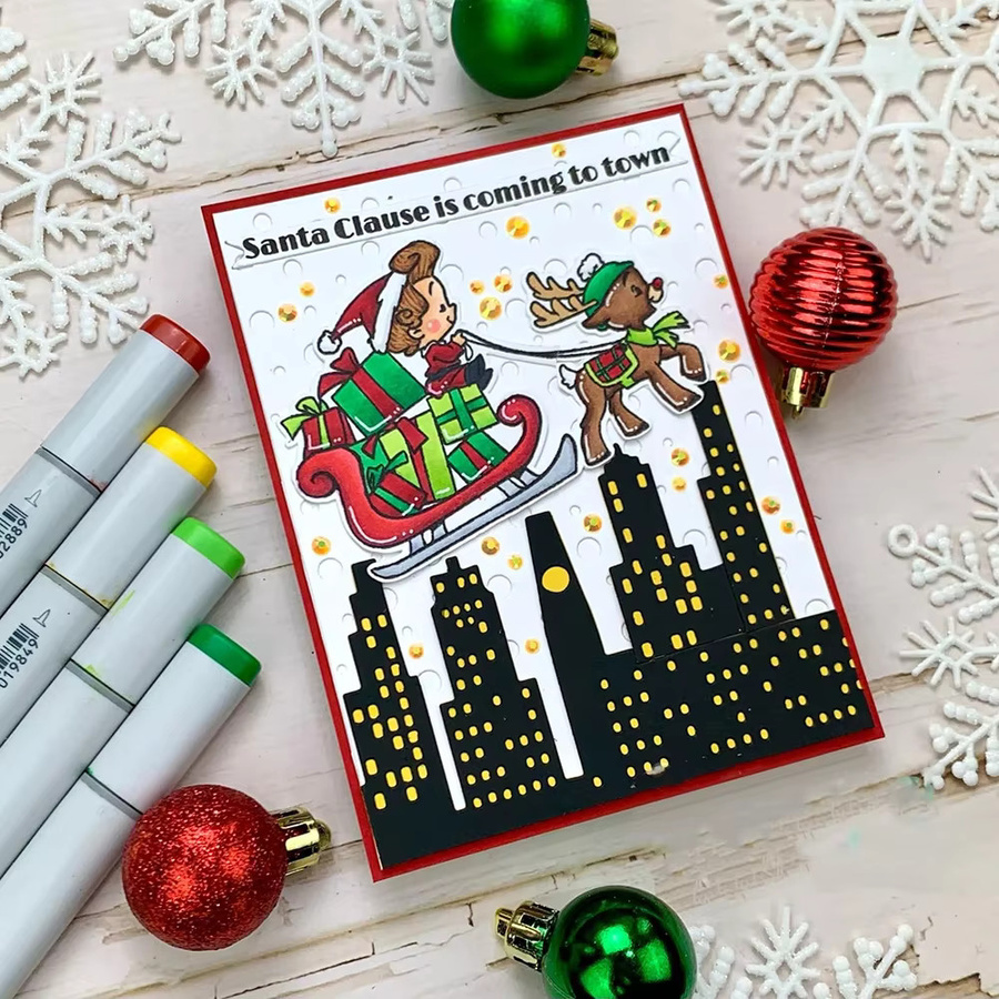 Weihnachten Elf Maus Stempelset mit Stanzformen aus transparentem Kunststoff für DIY Scrapbooking und Bastelarbeiten - Bild 3