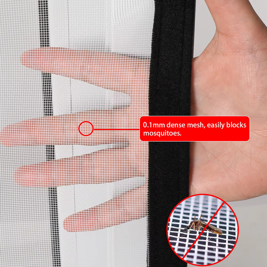 TranquilTouch Insektenschutzgitter für Fenster mit Reißverschluss, selbstklebend und wiederverwendbar, Schwarz - Bild 5