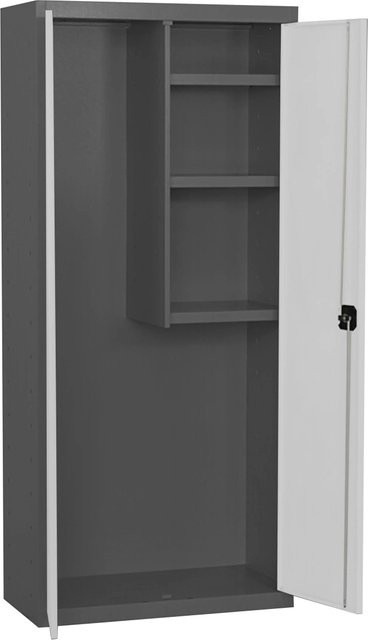 PROREGAL Putzmittelschrank AMEGO Metallschrank mit Schloss und 3 Fachböden, Farbe Weiß-Anthrazit, H x B x T: 180 x 80 x 40 cm - Bild 1