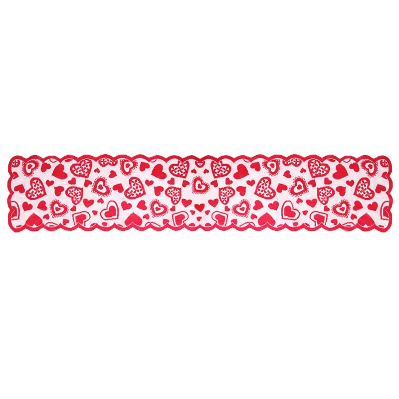 WEIGAO Tischläufer aus Spitze in Rot mit Herzmotiv für Valentinstag und Hochzeitstag, Länge: 184 cm - Bild 2
