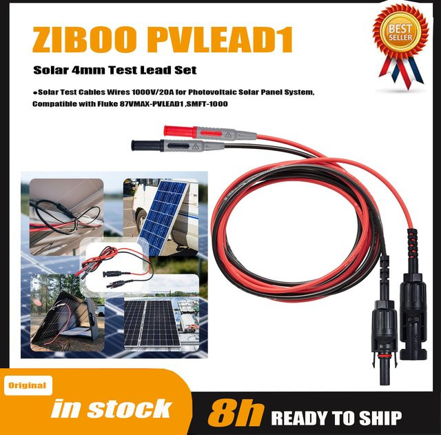 ZIBOO PVLEAD1 Solar-Messleitungsset mit 4 mm Solartestkabeln für Photovoltaik-Systeme, 1000 V/20 A - Bild 1