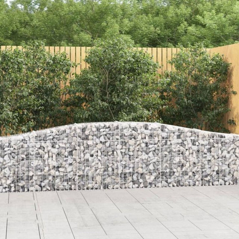Vidaxl Gabionen mit Hochbogen Set aus verzinktem Eisen in Silber, 9 Stück, B/T/H: 400 x 30 x 60/80 cm - Bild 1