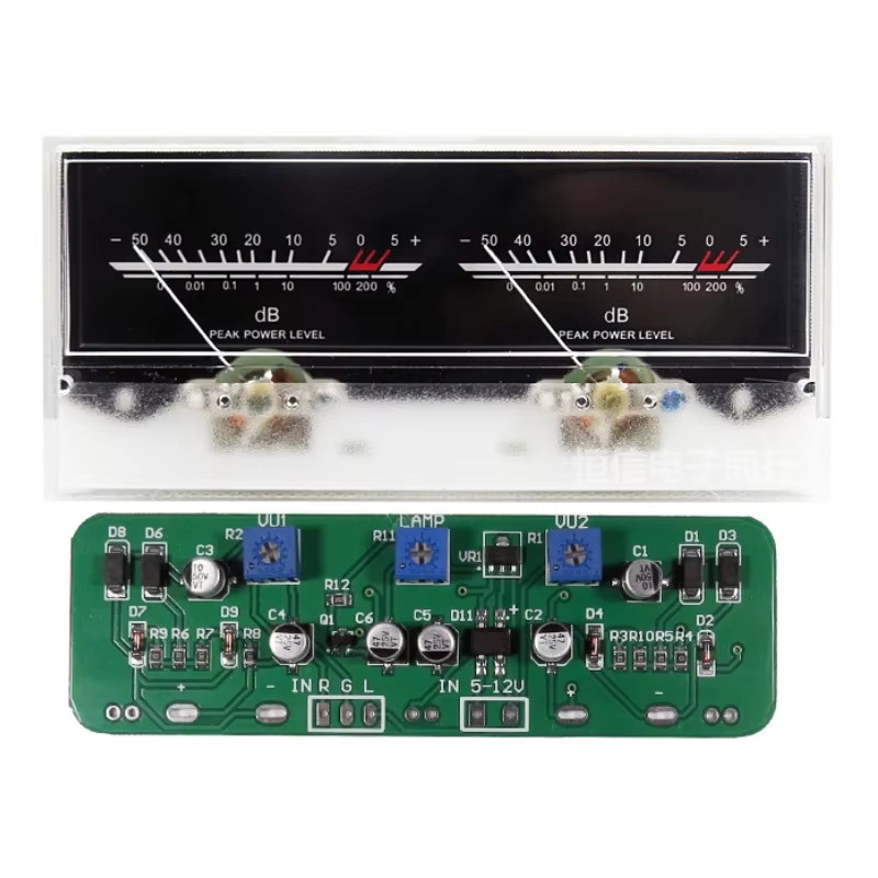 Doppelzeiger VU Meter Stereo Audio Verstärkerplatine mit einstellbarer Hintergrundbeleuchtung und Treiber zur Schallpegelanzeige - Bild 3