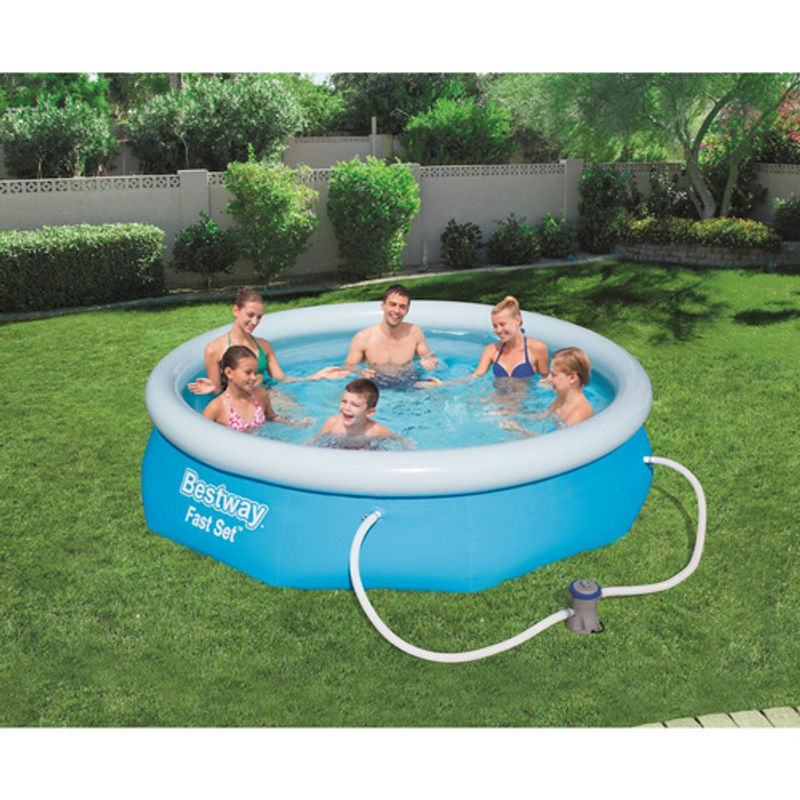 Bestway Fast Set Pool-Set rund inklusive Flowclear Filterpumpe, Filterkartusche und Reparaturflicken, Durchmesser: 305 cm, Höhe: 76 cm - Bild 2