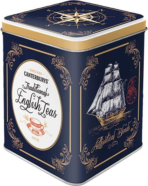 Nostalgic-Art Teedose Traditional English Teas Dunkelblau B: 9,5 cm, T: 7,5 cm, H: 7,5 cm - Bild 1