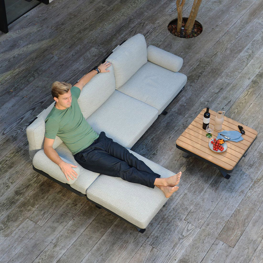 Zebra Sky Lounge 3-Sitzer Set Camden Grey mit Hocker und Lounge Tisch mit Teak Platte - Bild 2