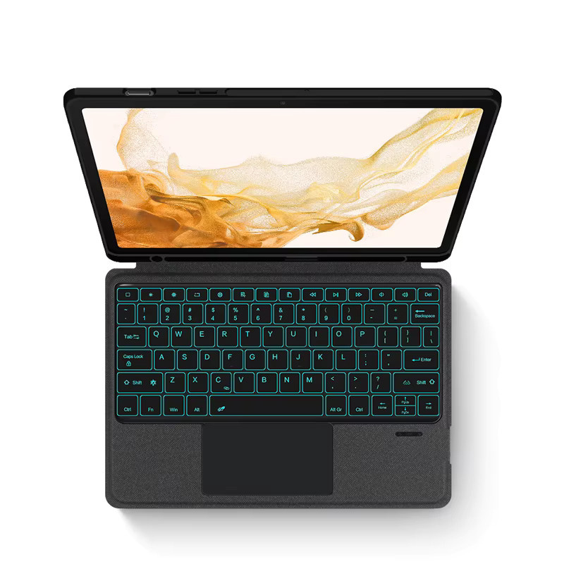 AJIUYU Magic Keyboard für Samsung Galaxy Tab S7 S8 S9 FE Plus S10+ S10 FE+ in Schwarz mit Backlit Tastatur und Touchpad - Bild 3
