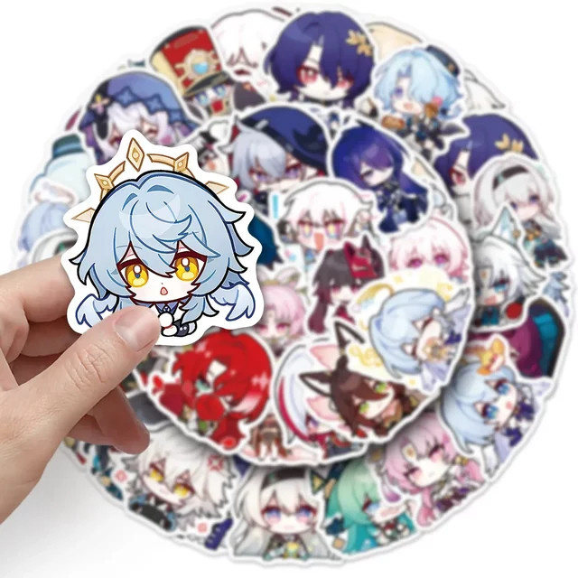 50 Stück Honkai Star Rail Chibi Cartoon Aufkleber von GOGOTU in Multicolour für Laptop, Telefon und Gepäck - Bild 1