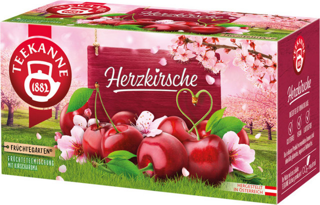 Teekanne Früchtetee Herzkirsche, koffeinfrei, Teebeutel, 20 Stück, 60 g - Bild 1