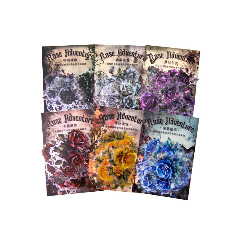 30 Stück The Adventure of Roses Vintage Blumenaufkleber in Multicolour als dekorative Stick-Etiketten für dein Scrapbooking und Tagebuchalbum - Bild 3