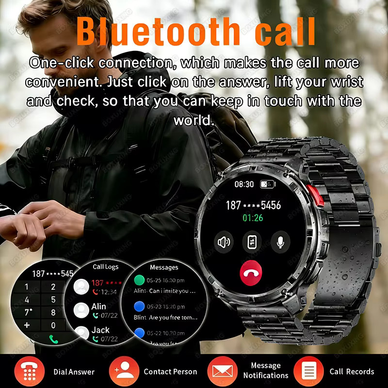 BOXUXING Smartwatch, GPS, Silikon, Schwarz, Rund - Bild 4