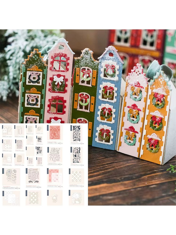 Botanicals Market Place Mini New Bitty Holiday Metall-Stanzformen in Silber für DIY Scrapbooking und handgefertigte Fotoalben - Bild 2