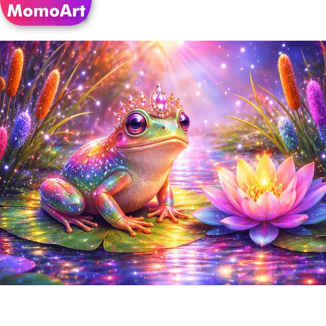 Momoart Diamant-Stickerei DIY Lotusbild mit Tiermotiv und floralen Elementen, rund, Mehrfarbig, B/T/H: 30,0 x 20,0 x 20,0 cm - Bild 1