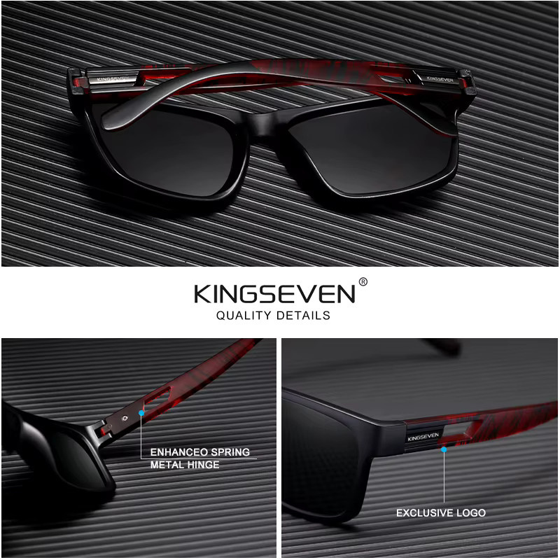 KINGSEVEN Sonnenbrille, Unisex, Vollrand, Schwarz, Kunststoff, polarisiert - Bild 3