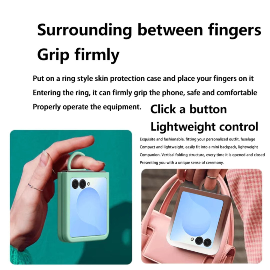 Stoßfeste Silikon-Handyhülle mit Fingerring für Samsung Galaxy Z Flip 8 in Candy-Farben - Bild 2