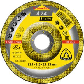 Klingspor A 24 EX Trennscheibe für Metall, Gelb, Durchmesser: 125 mm, Dicke: 2,5 mm, Bohrung: 22,23 mm - Bild 1