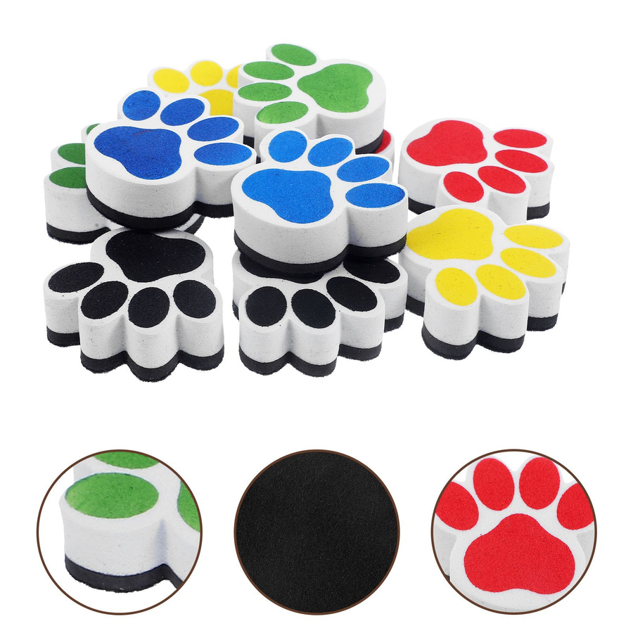 Yiran Furniture 10er Set Cartoon Hund Fußabdrücke Magnete aus EVA in Gelb für Whiteboards und Trockenwischtafeln - Bild 2
