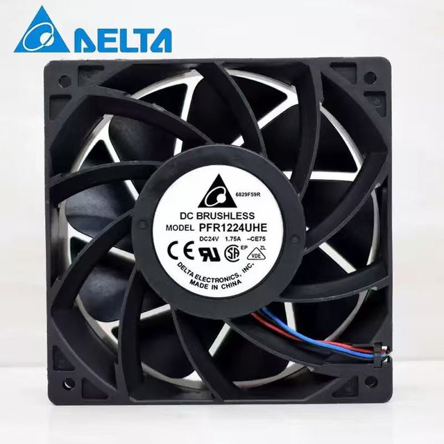 Delta Electronics Server-Kühlerlüfter PFR1224UHE CE75 Schwarz B/T/H: 12,0 x 12,0 x 3,8 cm - Bild 1