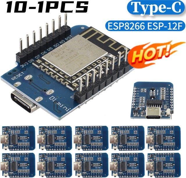 VKTECH NodeMCU ESP-12F WLAN-Entwicklungsboard mit ESP8266, USB-C und CH340, Blau - Bild 1