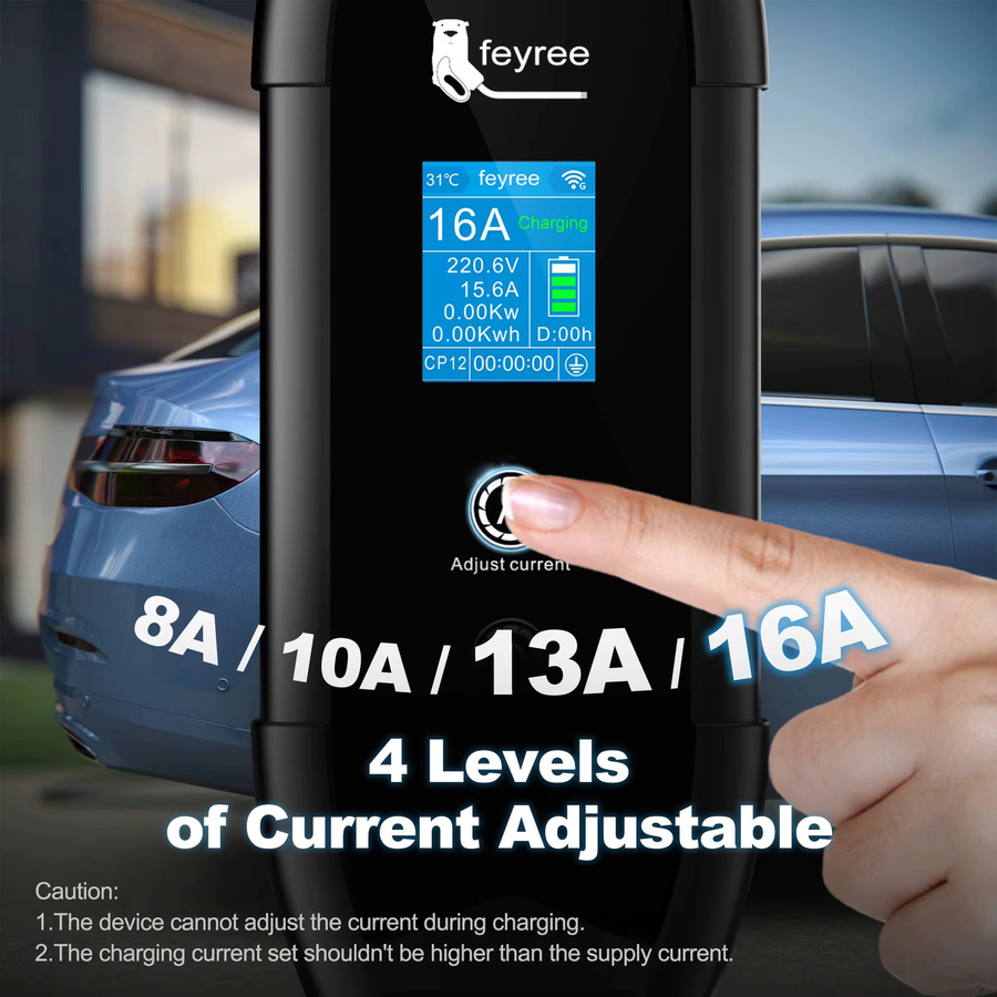 Feyree Typ2 EV-Ladegerät mit WLAN-App-Steuerung, 16A 3,5KW GBT, 5M Kabel, Tragbare Ladebox für Elektroautos in Schwarz - Bild 6