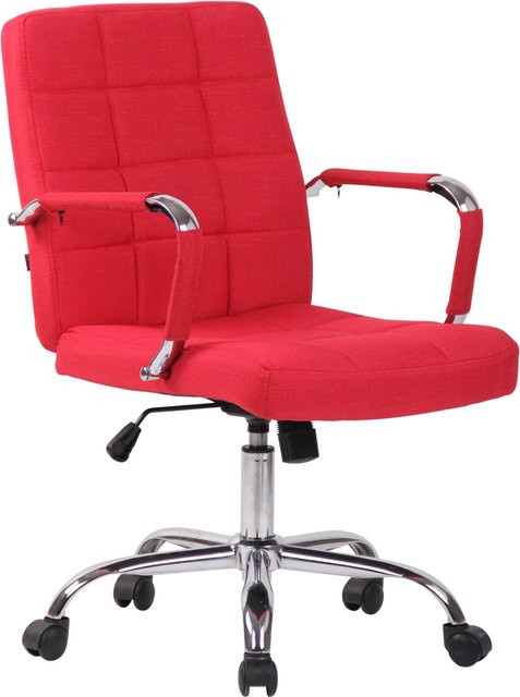 TPFLiving Bürostuhl Deal V1 in Rot mit Stoffbezug, Drehstuhl für Home Office mit Armlehnen und Rollen, B/T/H: 63 x 63 x 120 cm - Bild 1